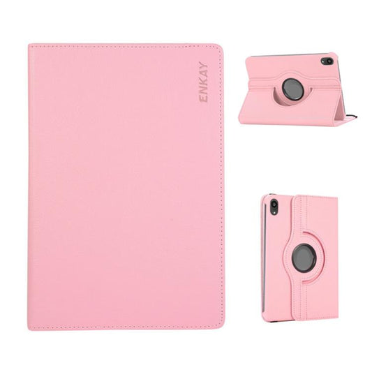 For iPad mini 2024 / mini 6 ENKAY 360 Degree Rotation Litchi Leather Smart Tablet Case(Pink) by ENKAY