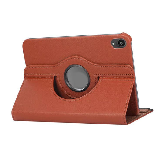 For iPad mini 2024 / mini 6 ENKAY 360 Degree Rotation Litchi Leather Smart Tablet Case(Brown) by ENKAY