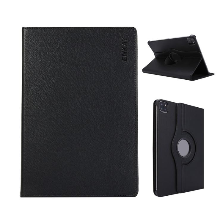 For iPad Pro 13 2025 / 2024 ENKAY 360 Degree Rotation Litchi Leather Smart Tablet Case(Black) by ENKAY