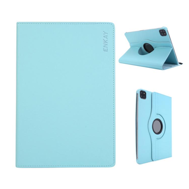 For iPad Pro 11 2025 / 2024 ENKAY 360 Degree Rotation Litchi Leather Smart Tablet Case(Light Blue) by ENKAY