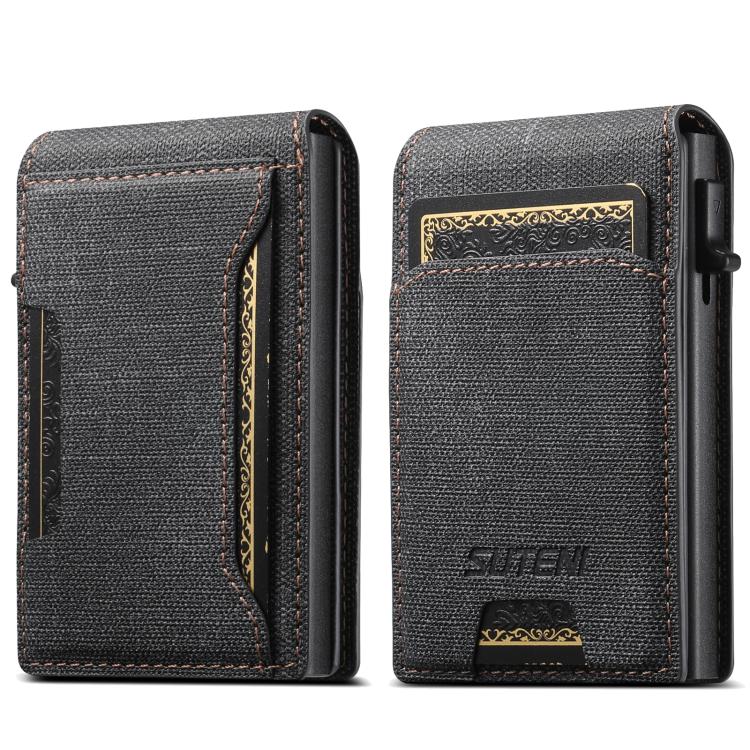 Suteni Denim Pattern Button Automatically Pops Out the Card Box(Black) by Suteni