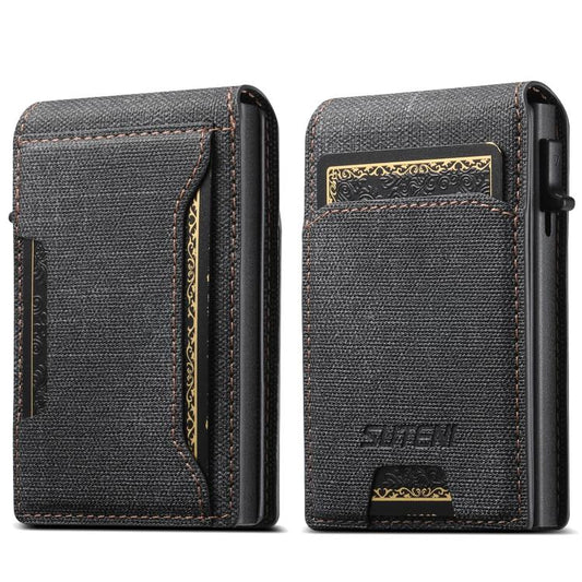 Suteni Denim Pattern Button Automatically Pops Out the Card Box(Black) by Suteni