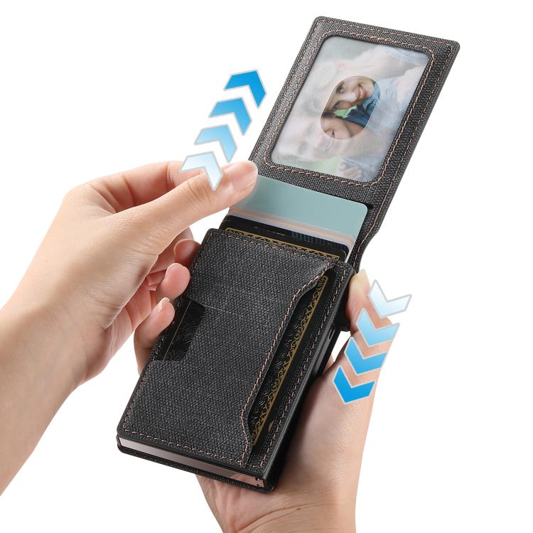 Suteni Denim Pattern Button Automatically Pops Out the Card Box(Black) by Suteni