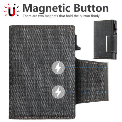Suteni Denim Buckle Button Automatically Pops Out the Card Box(Black) by Suteni