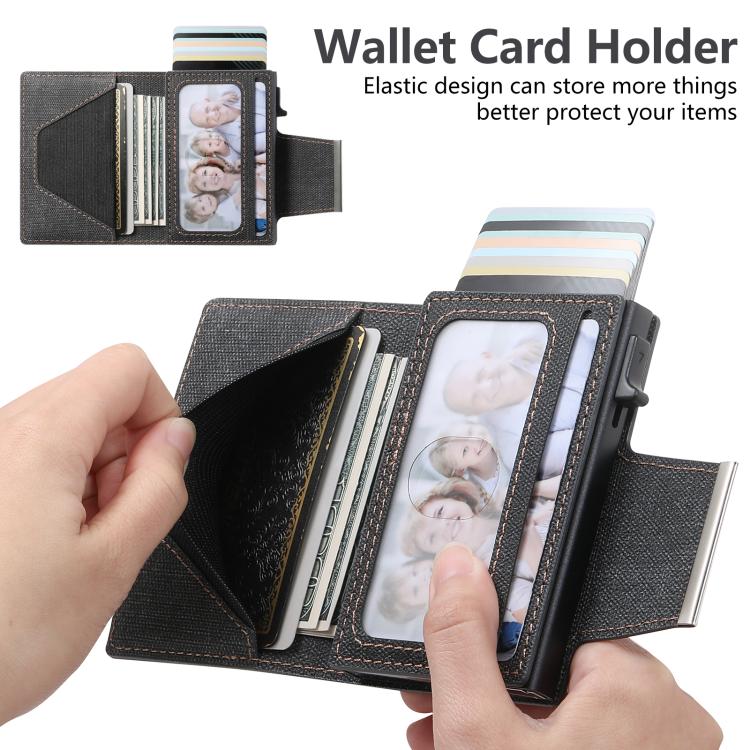 Suteni Denim Buckle Button Automatically Pops Out the Card Box(Black) by Suteni