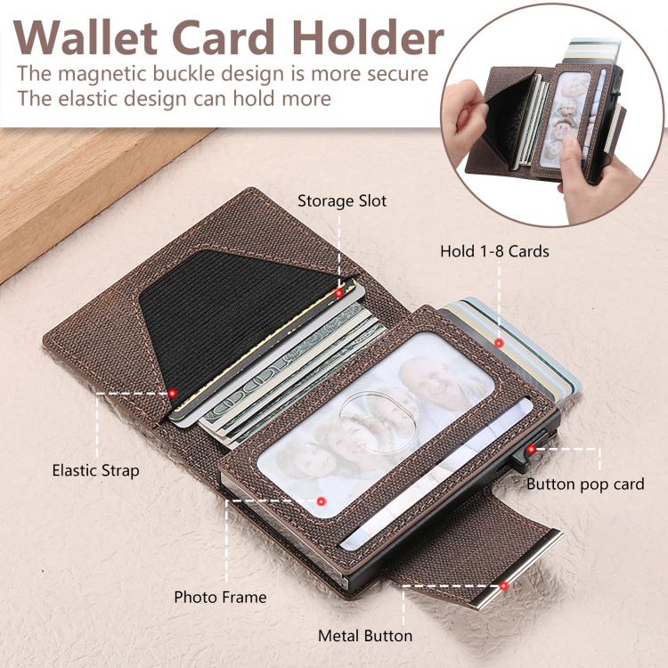 Suteni Denim Buckle Button Automatically Pops Out the Card Box(Brown) by Suteni