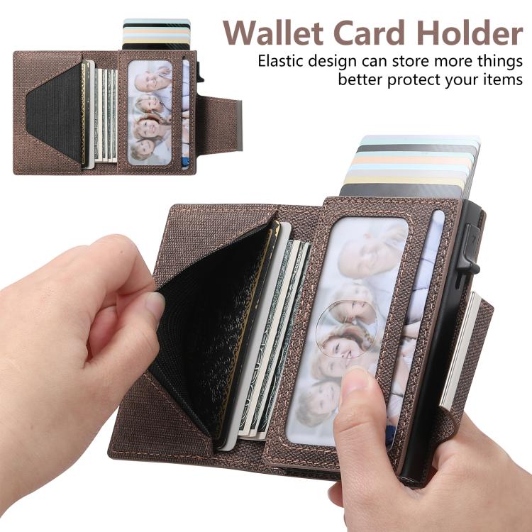 Suteni Denim Buckle Button Automatically Pops Out the Card Box(Brown) by Suteni