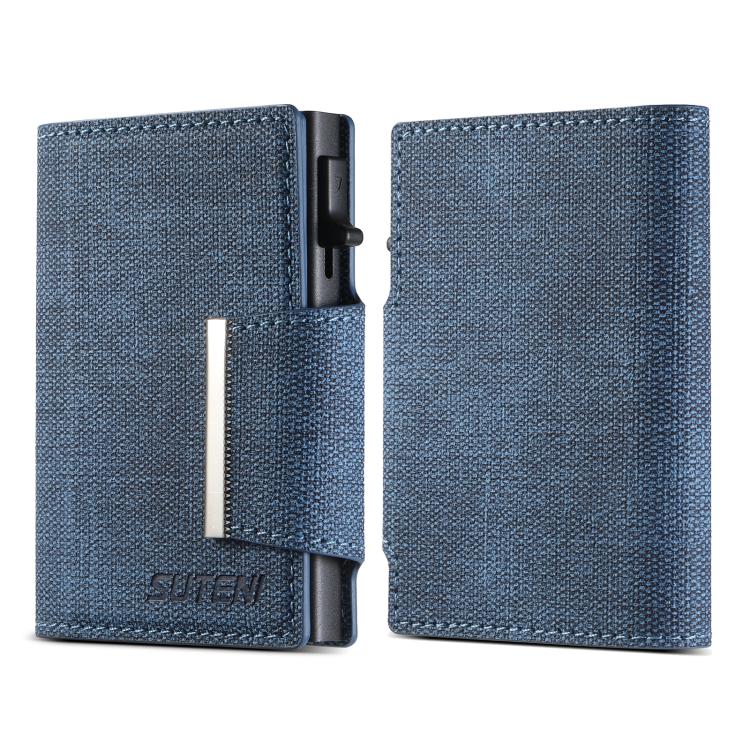 Suteni Denim Buckle Button Automatically Pops Out the Card Box(Blue) by Suteni