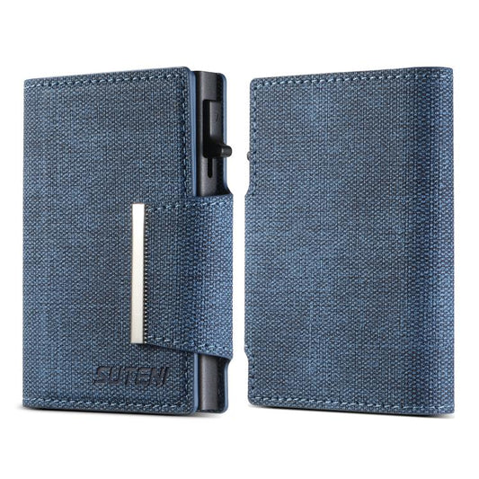Suteni Denim Buckle Button Automatically Pops Out the Card Box(Blue) by Suteni