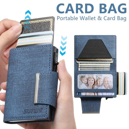 Suteni Denim Buckle Button Automatically Pops Out the Card Box(Blue) by Suteni