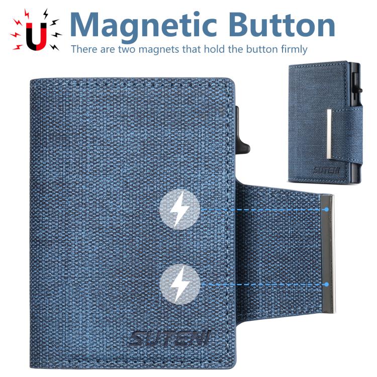 Suteni Denim Buckle Button Automatically Pops Out the Card Box(Blue) by Suteni