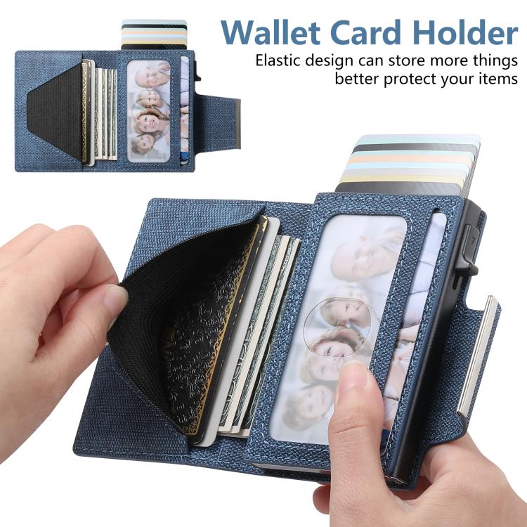 Suteni Denim Buckle Button Automatically Pops Out the Card Box(Blue) by Suteni