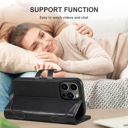 For iPhone 16e Suteni Q-03 Oil Wax Magnetic Clasp Leather Phone Case(Black) by Suteni