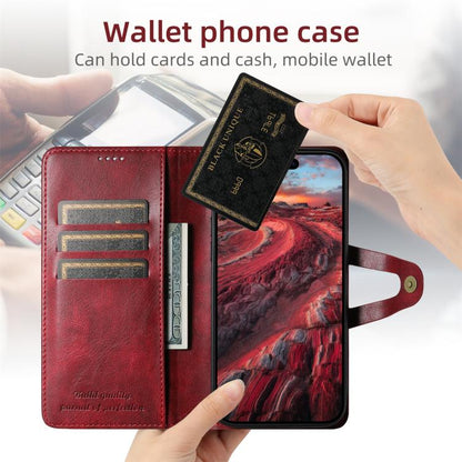 For iPhone 16 Pro Suteni Q-03 Oil Wax Magnetic Clasp Leather Phone Case(Red) by Suteni