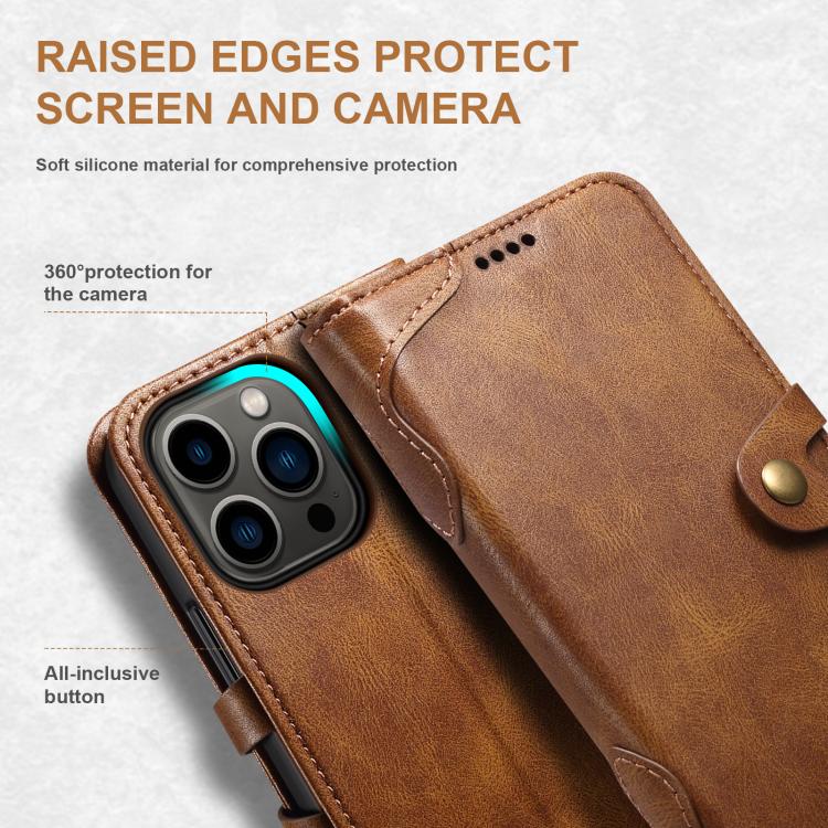 For iPhone 15 Pro Suteni Q-03 Oil Wax Magnetic Clasp Leather Phone Case(Brown) by Suteni