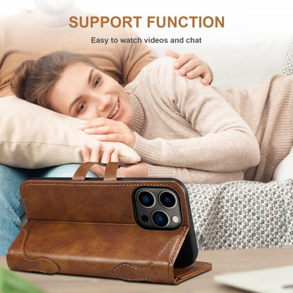 For iPhone 15 Pro Suteni Q-03 Oil Wax Magnetic Clasp Leather Phone Case(Brown) by Suteni