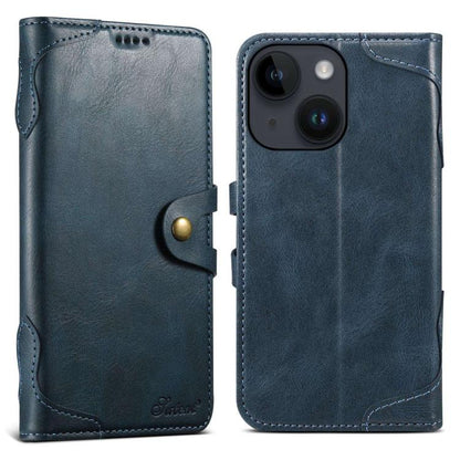 For iPhone 14 Plus Suteni Q-03 Oil Wax Magnetic Clasp Leather Phone Case(Blue) by Suteni