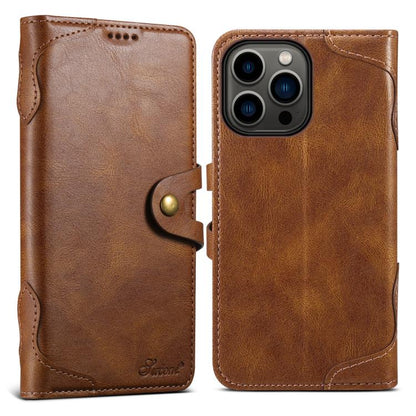 For iPhone 13 Pro Suteni Q-03 Oil Wax Magnetic Clasp Leather Phone Case(Brown) by Suteni