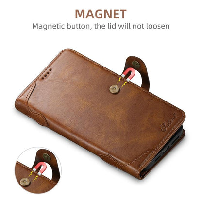 For iPhone 13 Pro Suteni Q-03 Oil Wax Magnetic Clasp Leather Phone Case(Brown) by Suteni