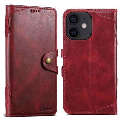 For iPhone 12 mini Suteni Q-03 Oil Wax Magnetic Clasp Leather Phone Case(Red) by Suteni