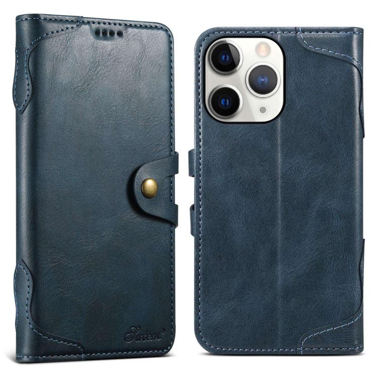 For iPhone 11 Pro Max Suteni Q-03 Oil Wax Magnetic Clasp Leather Phone Case(Blue) by Suteni
