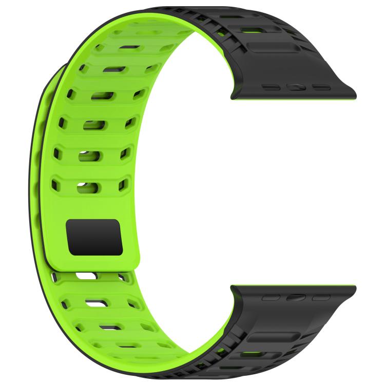 For Apple Watch 46mm / 49mm / 45mm / 44mm Mountain Armor Magnetic Silicone Watch Band(Black Green) by bashfashion