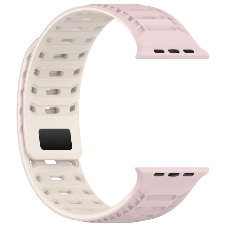 For Apple Watch 46mm / 49mm / 45mm / 44mm Mountain Armor Magnetic Silicone Watch Band(Oxford Pink Starlight) by bashfashion