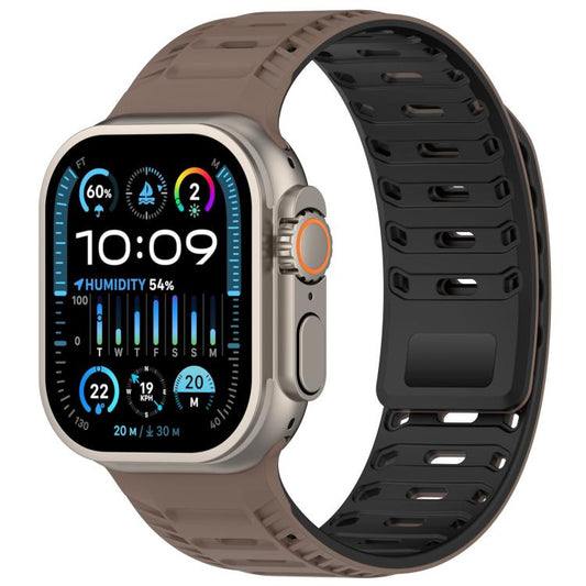 For Apple Watch 46mm / 49mm / 45mm / 44mm Mountain Armor Magnetic Silicone Watch Band(Chocolate Black) by bashfashion