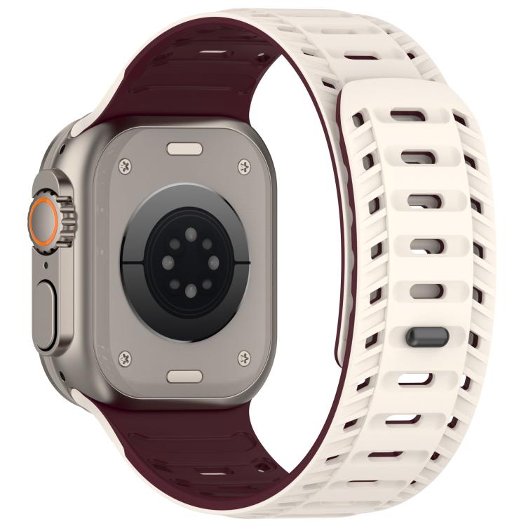 For Apple Watch 42mm / 41mm / 40mm / 38mm Mountain Armor Magnetic Silicone Watch Band(Starlight Burgundy) by bashfashion