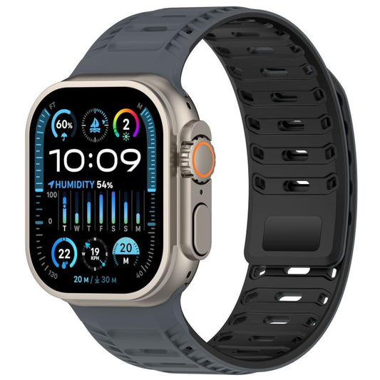 For Apple Watch 42mm / 41mm / 40mm / 38mm Mountain Armor Magnetic Silicone Watch Band(Starlight Gray Black) by bashfashion