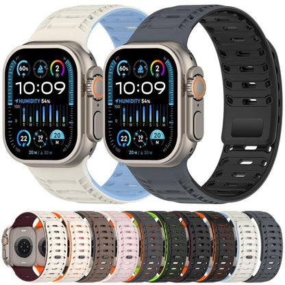 For Apple Watch 46mm / 49mm / 45mm / 44mm Mountain Armor Magnetic Silicone Watch Band(Starlight Burgundy) by bashfashion