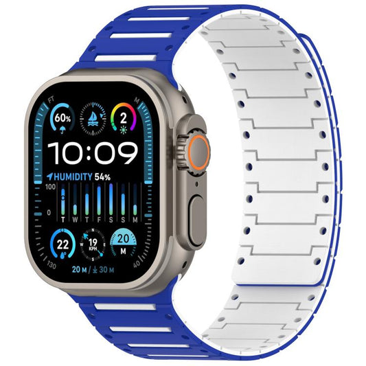 For Apple Watch 46mm / 49mm / 45mm / 44mm Colorful Spirit Piano Soft Magnetic Two-tone Watch Band(Blue White) by bashfashion