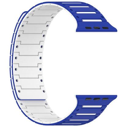 For Apple Watch 46mm / 49mm / 45mm / 44mm Colorful Spirit Piano Soft Magnetic Two-tone Watch Band(Blue White) by bashfashion