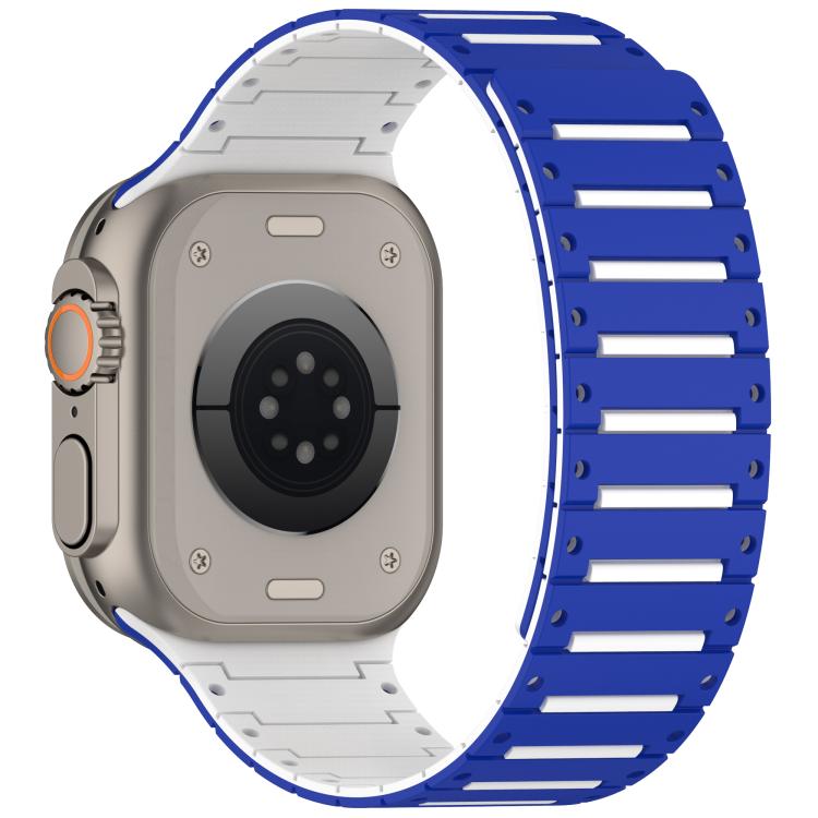 For Apple Watch 46mm / 49mm / 45mm / 44mm Colorful Spirit Piano Soft Magnetic Two-tone Watch Band(Blue White) by bashfashion