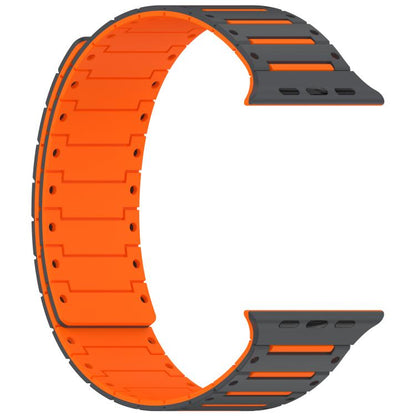 For Apple Watch 46mm / 49mm / 45mm / 44mm Colorful Spirit Piano Soft Magnetic Two-tone Watch Band(Gray Orange) by bashfashion