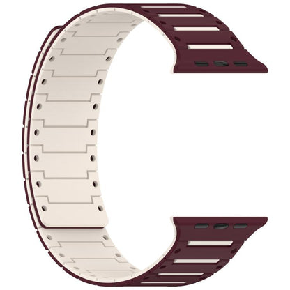 For Apple Watch 46mm / 49mm / 45mm / 44mm Colorful Spirit Piano Soft Magnetic Two-tone Watch Band(Burgundy Starlight) by bashfashion