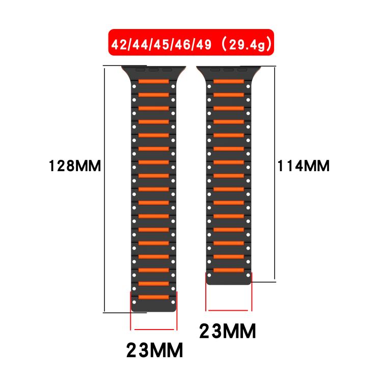 For Apple Watch 46mm / 49mm / 45mm / 44mm Colorful Spirit Piano Soft Magnetic Two-tone Watch Band(Gray Orange) by bashfashion