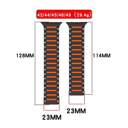 For Apple Watch 46mm / 49mm / 45mm / 44mm Colorful Spirit Piano Soft Magnetic Two-tone Watch Band(Starlight Orange) by bashfashion