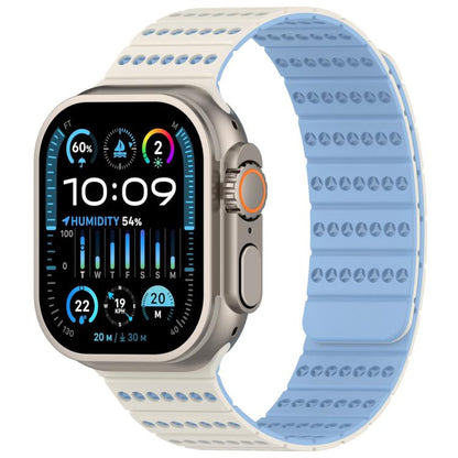 For Apple Watch 42mm / 41mm / 40mm / 38mm Honeycomb Magnetic Watch Band(Antique White Misty Blue) by bashfashion