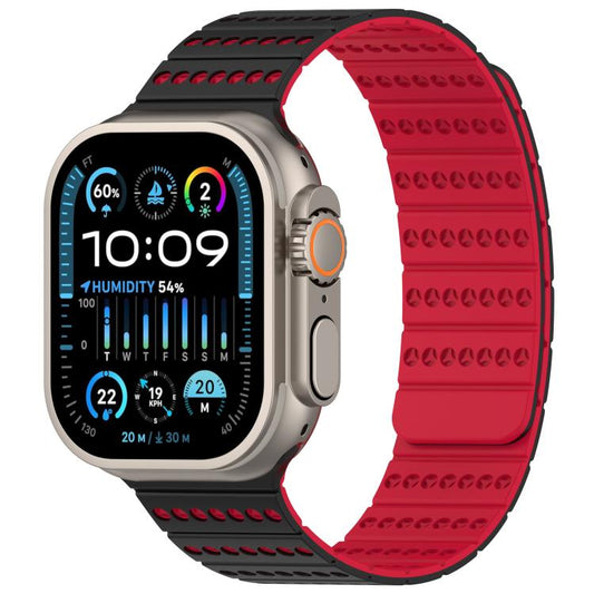 For Apple Watch 42mm / 41mm / 40mm / 38mm Honeycomb Magnetic Watch Band(Black Red) by bashfashion
