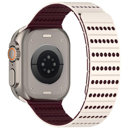 For Apple Watch 42mm / 41mm / 40mm / 38mm Honeycomb Magnetic Watch Band(Starlight Burgundy) by bashfashion