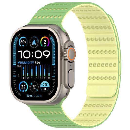For Apple Watch 46mm / 49mm / 45mm / 44mm Honeycomb Magnetic Watch Band(Official Mint Yellow) by bashfashion