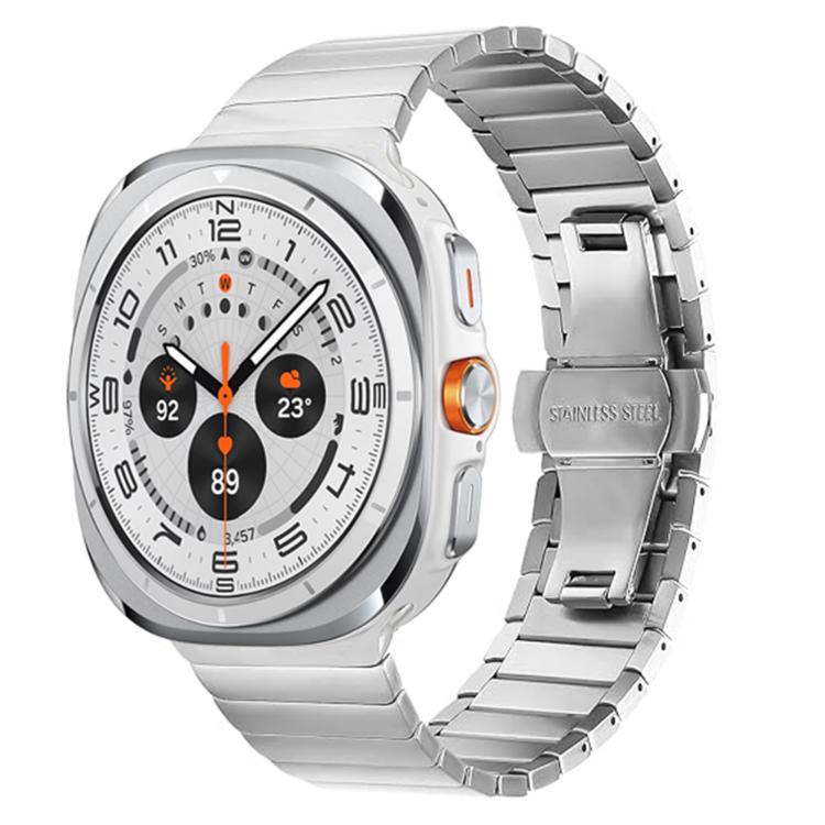 For Samsung Galaxy Watch Ultra 47mm / Ultra 2025 One-bead Butterfly Buckle Stainless Steel Watch Band(Silver) by bashfashion