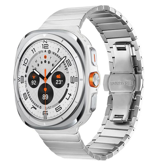 For Samsung Galaxy Watch Ultra 47mm / Ultra 2025 One-bead Butterfly Buckle Stainless Steel Watch Band(Silver) by bashfashion