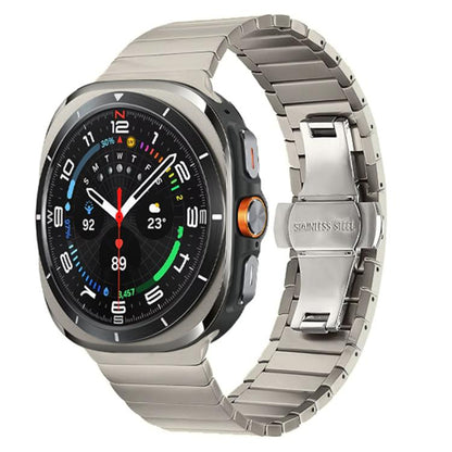 For Samsung Galaxy Watch Ultra 47mm / Ultra 2025 One-bead Butterfly Buckle Stainless Steel Watch Band(Titanium) by bashfashion