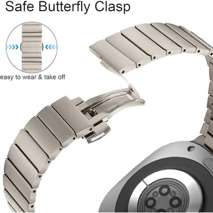 For Samsung Galaxy Watch Ultra 47mm / Ultra 2025 One-bead Butterfly Buckle Stainless Steel Watch Band(Titanium) by bashfashion