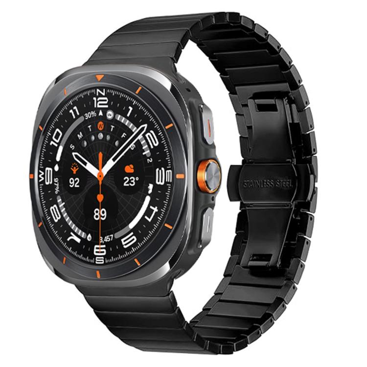 For Samsung Galaxy Watch Ultra 47mm / Ultra 2025 One-bead Butterfly Buckle Stainless Steel Watch Band(Black) by bashfashion