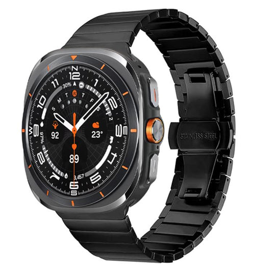 For Samsung Galaxy Watch Ultra 47mm / Ultra 2025 One-bead Butterfly Buckle Stainless Steel Watch Band(Black) by bashfashion