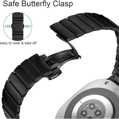 For Samsung Galaxy Watch Ultra 47mm / Ultra 2025 One-bead Butterfly Buckle Stainless Steel Watch Band(Black) by bashfashion