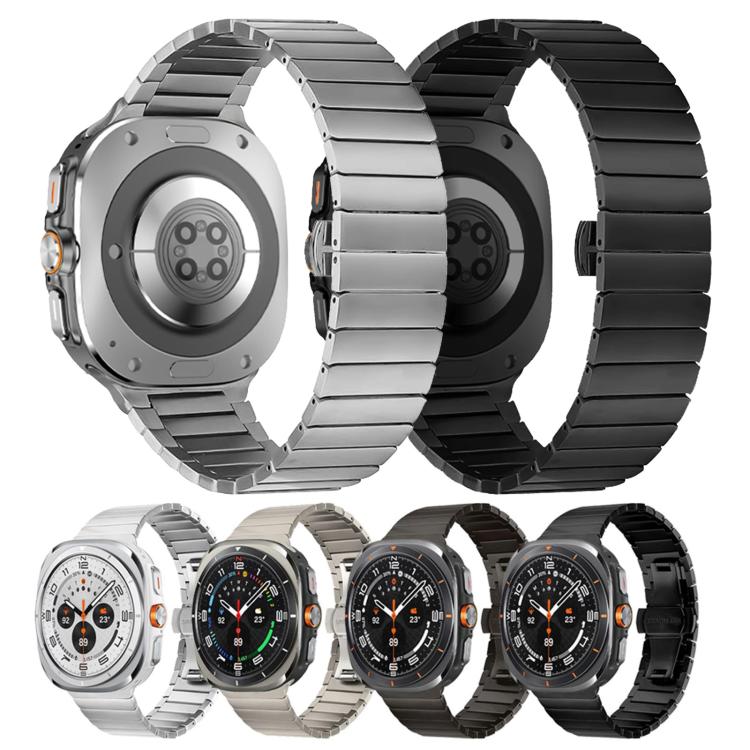 For Samsung Galaxy Watch Ultra 47mm / Ultra 2025 One-bead Butterfly Buckle Stainless Steel Watch Band(Titanium) by bashfashion
